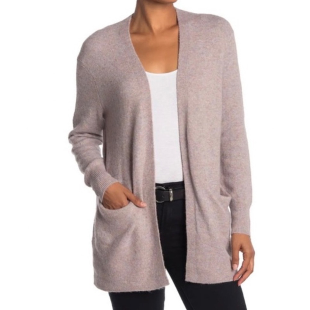 Madewell Cozy Walker Merino Wool Blend Heathered Boysenberry Cardigan Sweater
